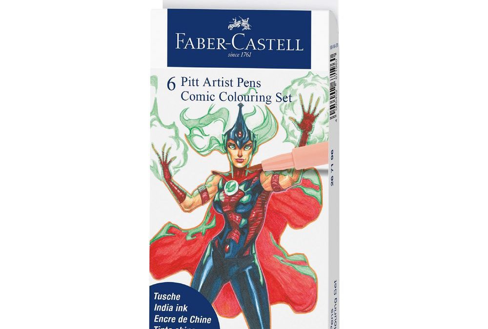 Faber-Castell Pitt Artist Brush Pens, Comic Colouring 6 Pens Set, Assorted Colours